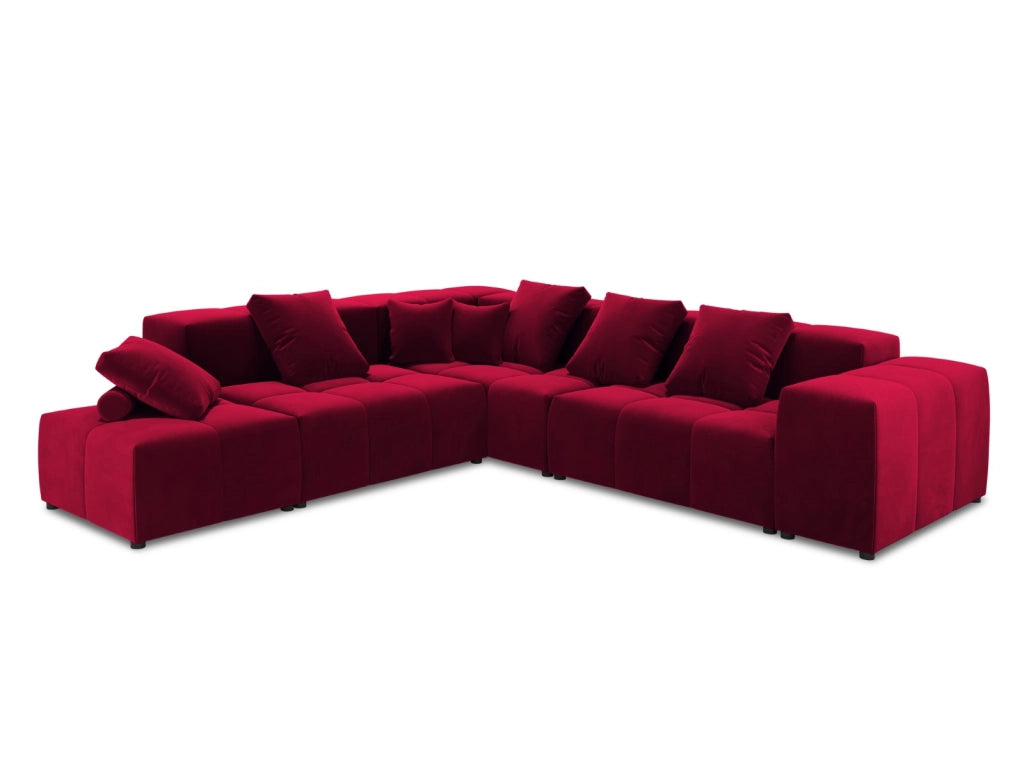 Cosmopolitan Design - Divano angolare modulare reversibile "Rome" 7 posti in velluto rosso 