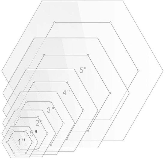 Schemi a forma di esagono 6 pezzi - Schemi in acrilico - Schemi per tessuti - Schemi per cucito - Schemi trasparenti - Diametro 0,3 cm - Schemi per quilter