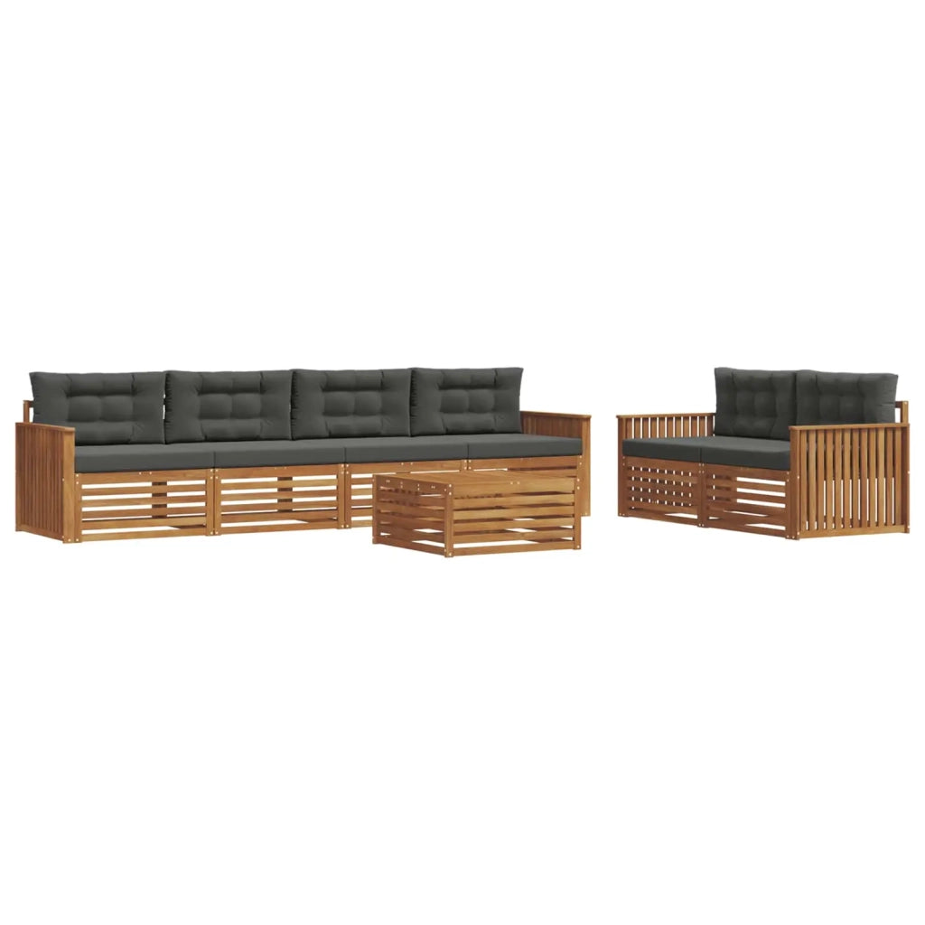 Set di divani da esterno con cuscino 7 pcs Naturale e Antracite 3373057
