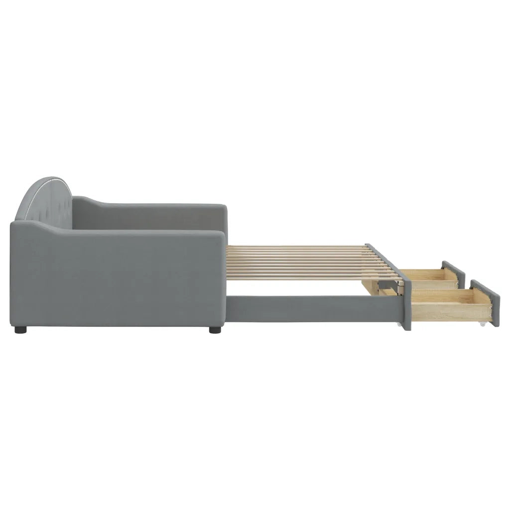 Divano Letto Estraibile Cassetti Grigio Chiaro 100x200 Tessuto 3197571