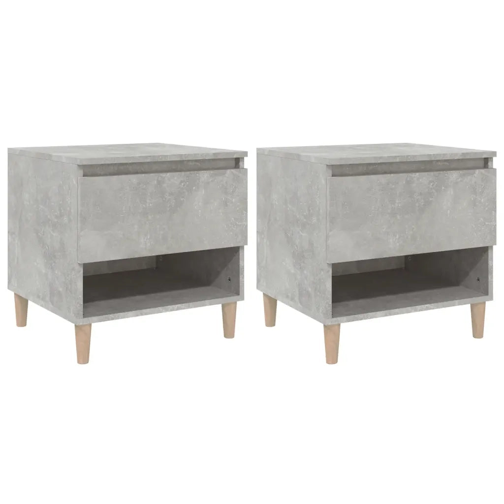 Comodini 2 pz-Set di 2 Tavolino da notte Grigio Cemento 50x46x50 cm in Legno Multistrato