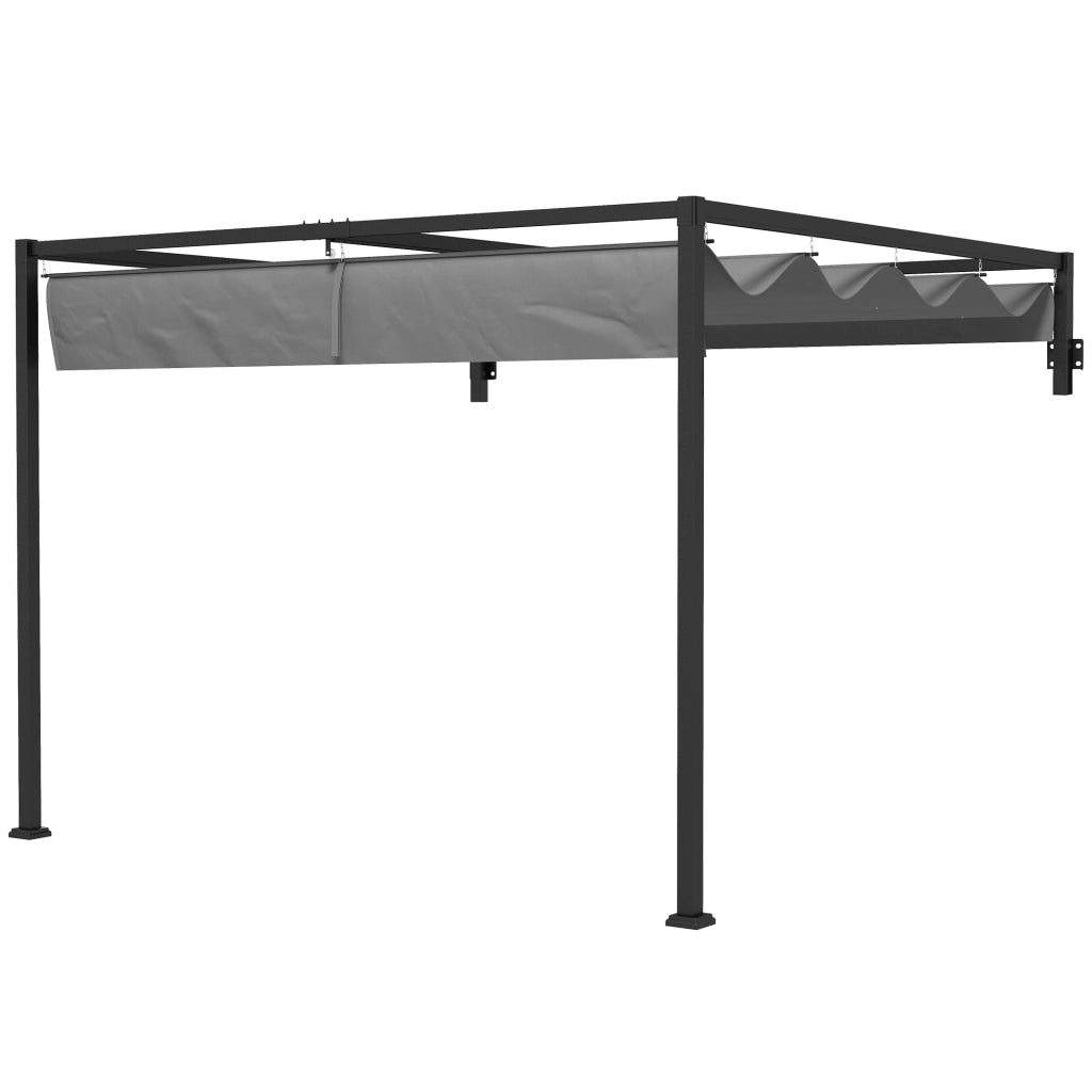 Pergola Gazebo 3x4 m con Tettuccio Retrattile e Fori di Drenaggio, in Acciaio e Poliestere, Grigio