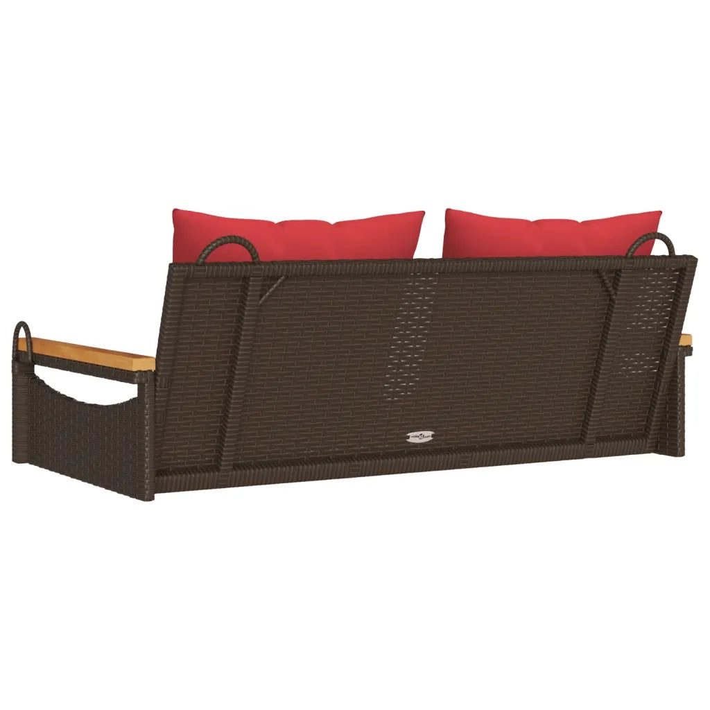 Panchina Dondolo con Cuscini Marrone 109x62x40 cm in Polyrattan