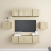 Set di Mobili Porta TV 6 pz-Set di 6 Credenza per TV Rovere Sonoma in Legno Multistrato 647811