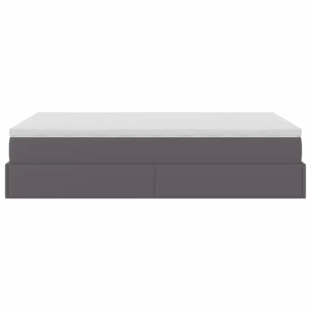 Struttura Letto Pouf con Materasso Grigio 120x200 cm Similpelle 3311034