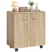 Buffet basso con ruote e 2 ante ¨C zephmum ¨C legno naturale 60x35x65 cm