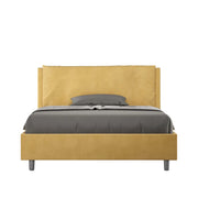 BS COM Letto matrimoniale francese senza rete imbottito 140x210 microfibra ocra Large