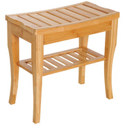 Sgabello da Bagno in Bamb¨´ con Ripiano ¨C Zephmum ¨C 47.5x26x44.5 cm