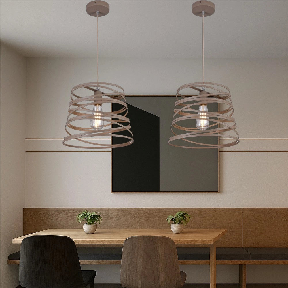 Trade Shop - Lampadario A Sospensione Moderno Con Paralume In Metallo A Vortice Traforato Tortora A08 -