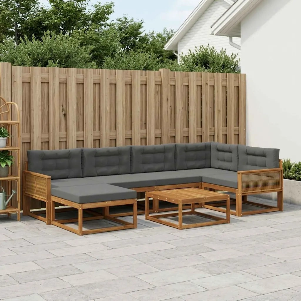 Set di divani da esterno con cuscino 7 pcs Naturale e Antracite