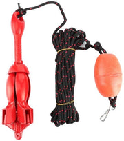 Kit di ancore pieghevoli - Acciaio inossidabile - Compattabile e leggero - Rosso - Adatto per piccole imbarcazioni e kayak - Incluso cavo e supporto di stoccaggio.