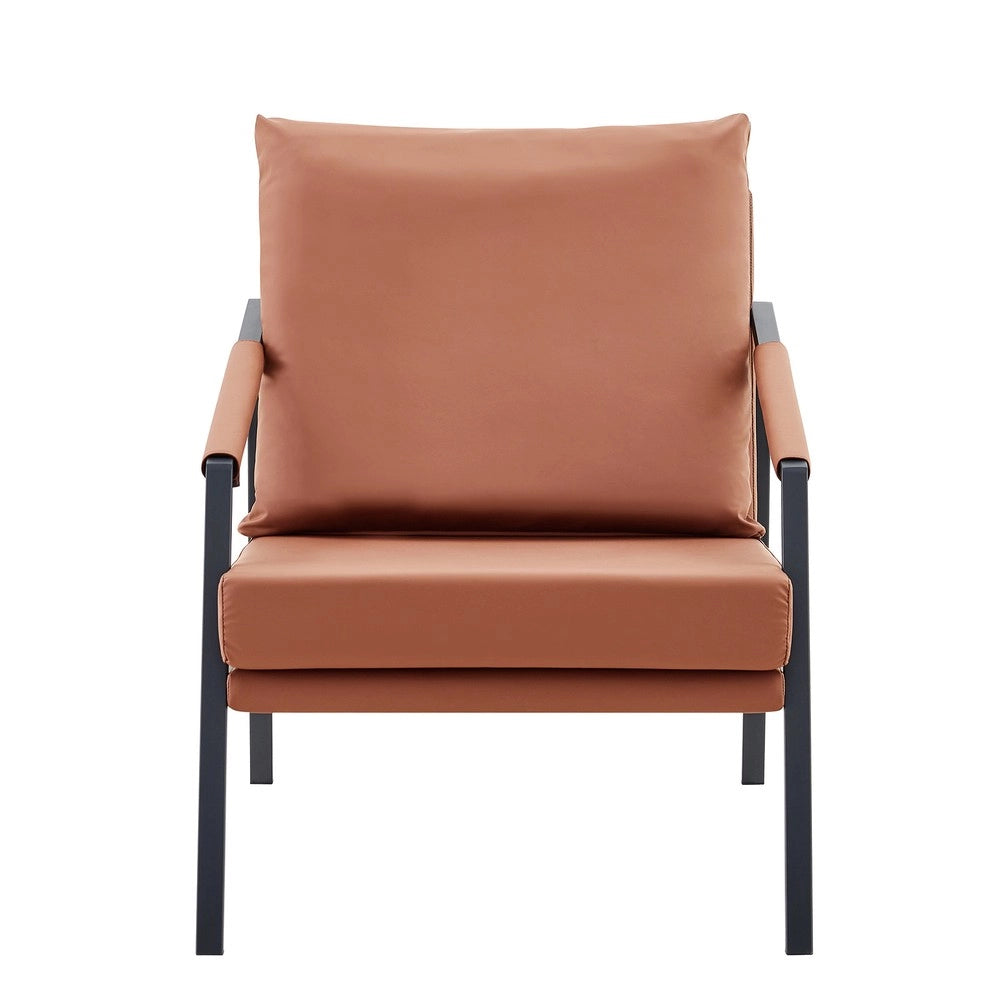 Poltrona in similpelle ¨C Minimal ¨C Marrone struttura metallo nera