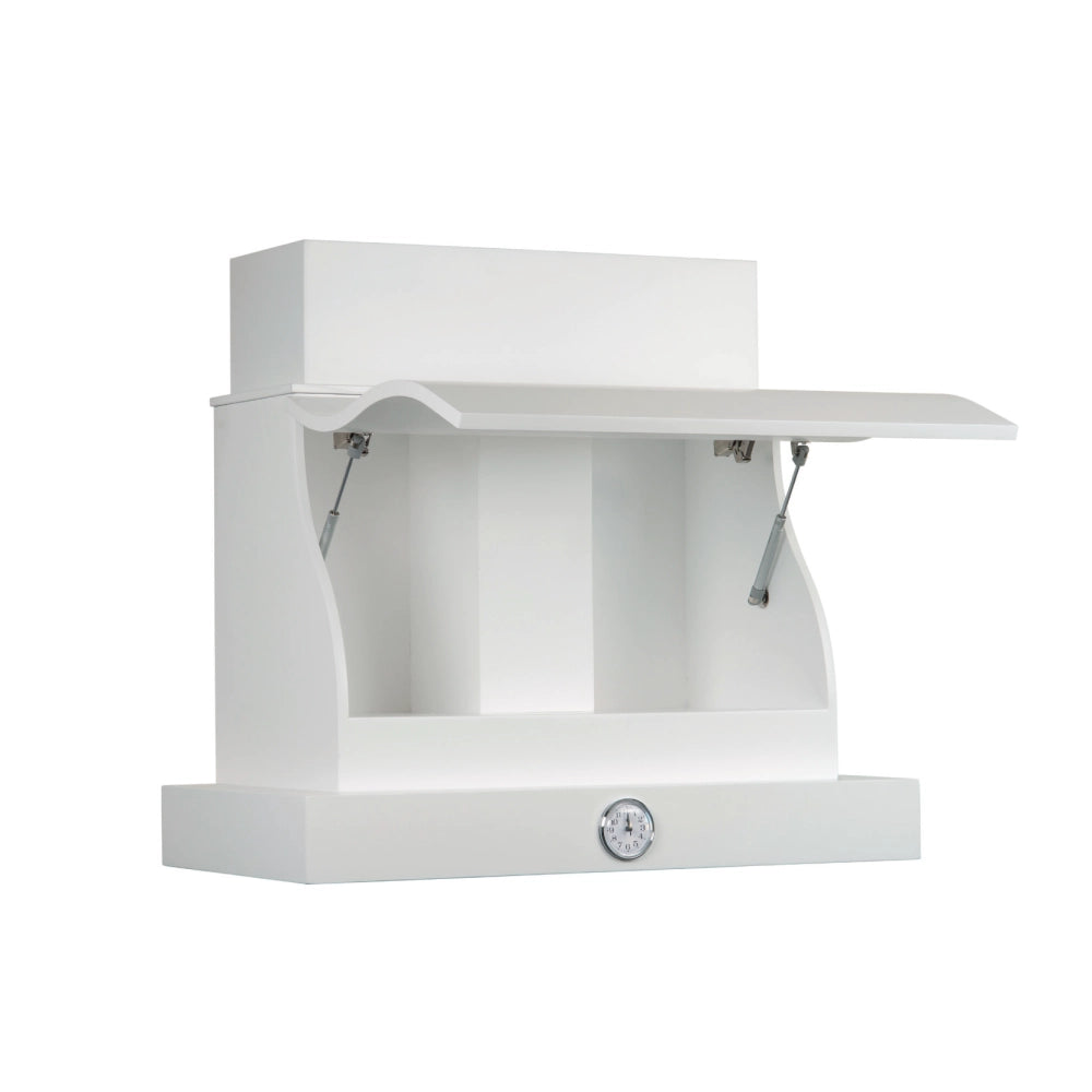 Cappa cucina rustica bianca APRIBILE SAGOMATA con cornice in legno comprensivo di orologio cm 90