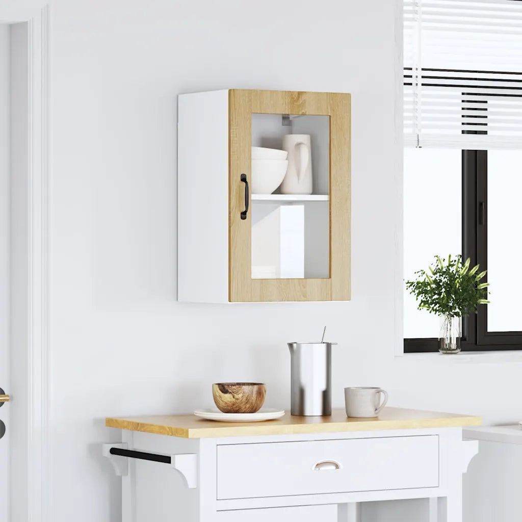 vidaXL Pensile da Cucina con Porta in Vetro Porto Rovere Sonoma