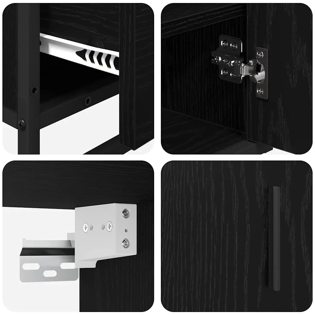 Set di mobili per il bagno 3 pcs Rovere Nero Legno multistrato 3402328