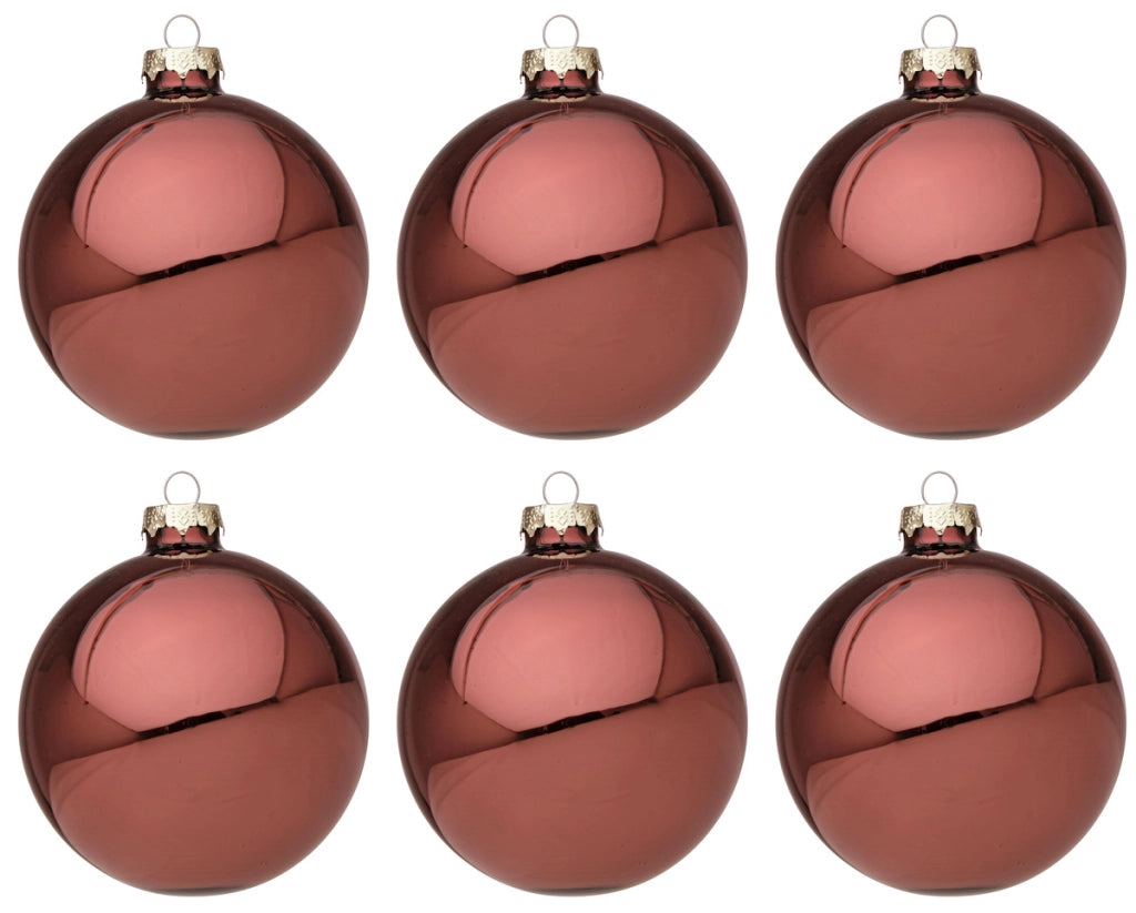 Palline di Natale in Vetro Bossa Nova Rosso Lucido Addobbi Decorazioni Albero Diametro: 60 mm