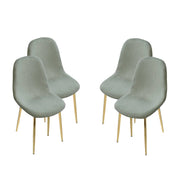 MAURY'S SET 4 SEDIE IMBOTTITE TEDDY VERDE CHIARO CON GAMBE ORO 44X48X88 CM