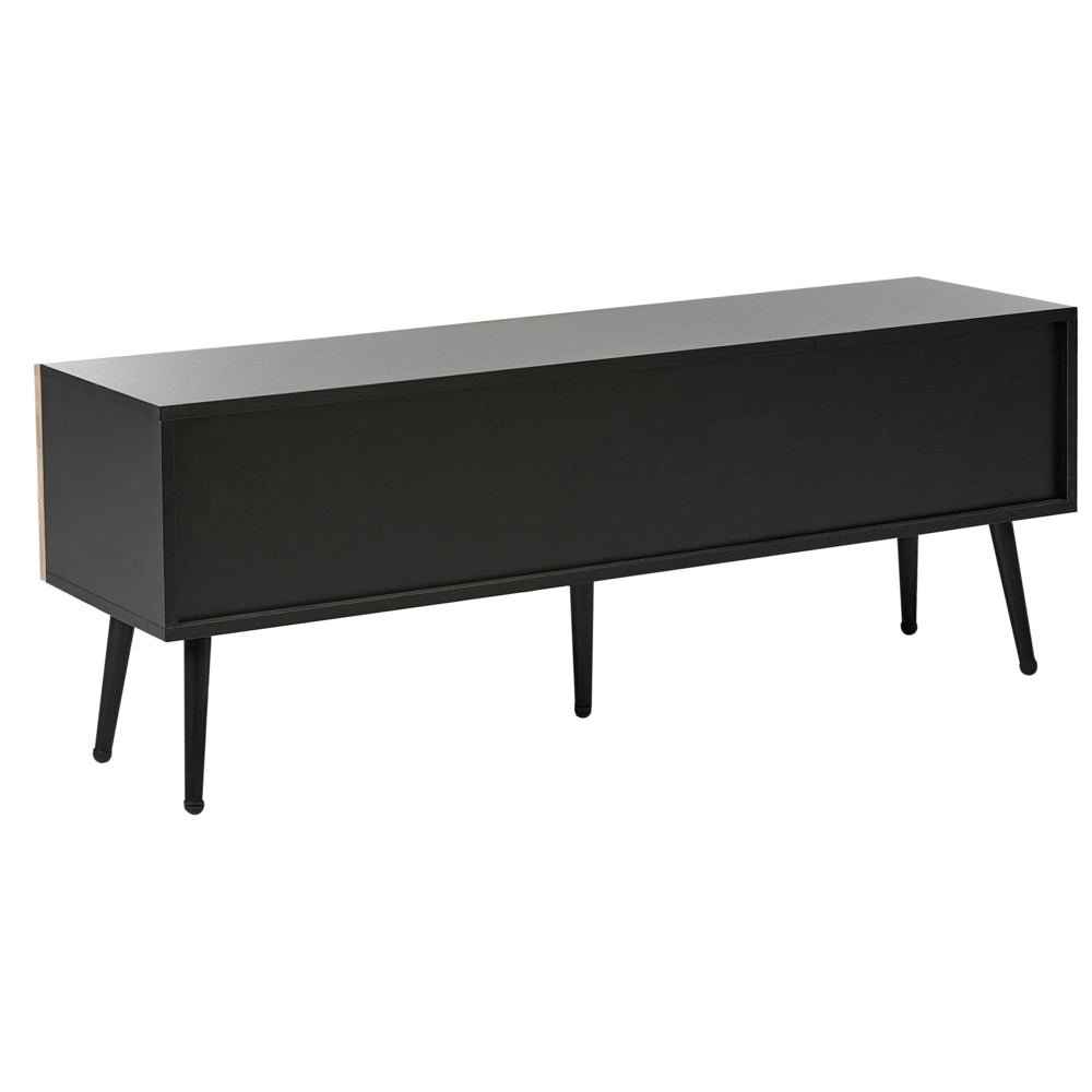 Supporto TV Struttura in MDF Anta in legno massiccio Porta in legno chiaro Contenitore in ferro Gambe moderne