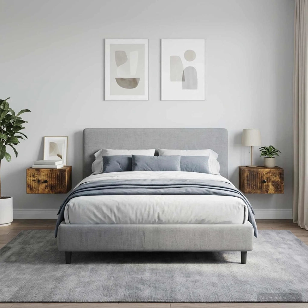 Mobiletto da notte a muro 2 pcs Rovere Fumo 33 x 34,5 x 20 cm 897926