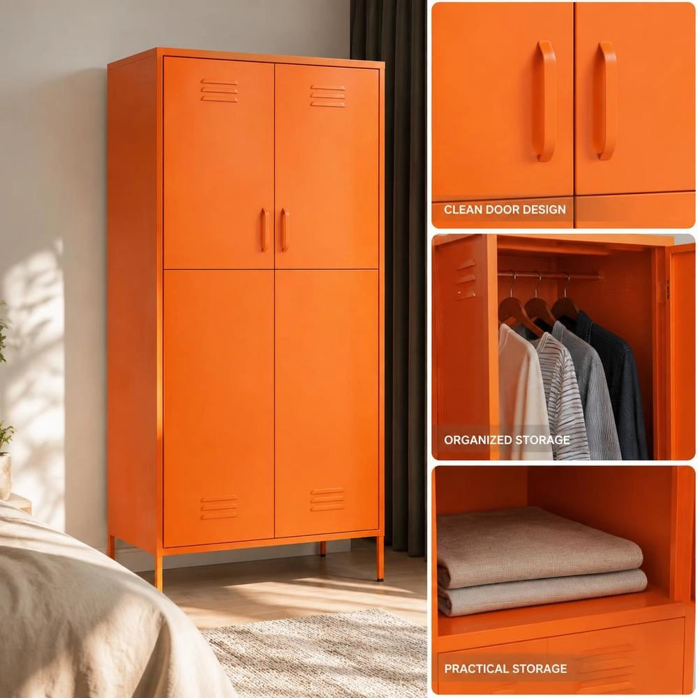 Wardrobe Orange 90x50x180 Cm Steel