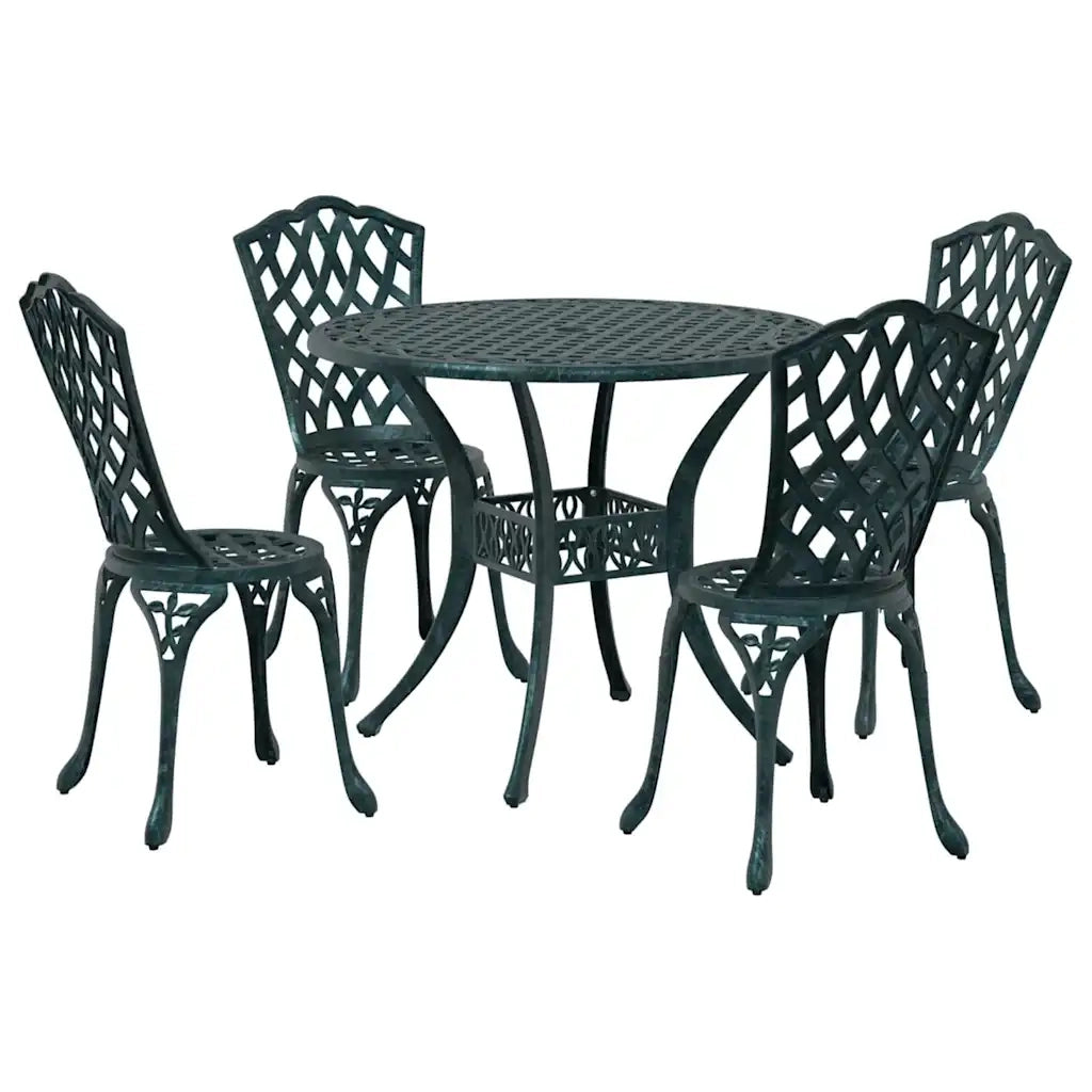 Set da Pranzo per Giardino 5 pcs Verde Alluminio