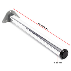 Set 4 gambe tavolo regolabili in acciaio inox cromato Ø 60mm 710mm