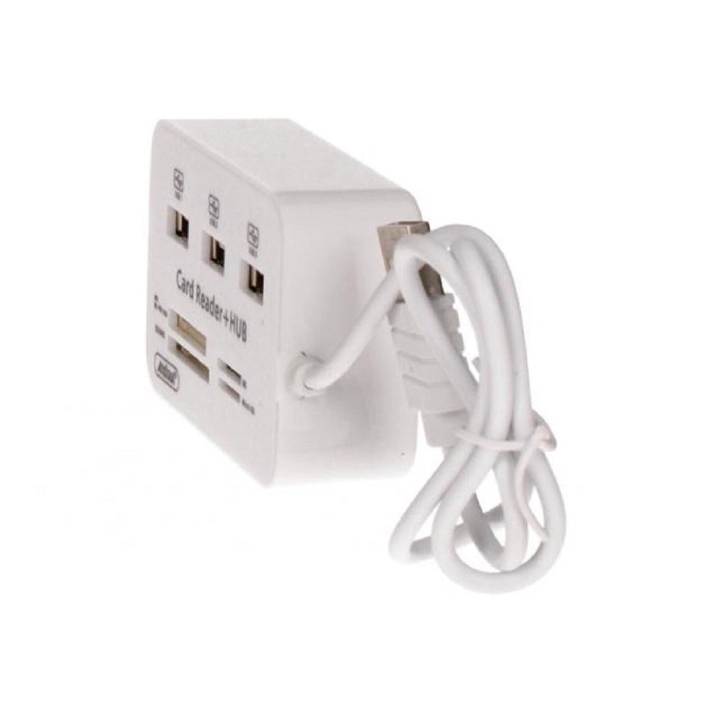 Trade Shop - Lettore Di Schede Carte + Hub Usb 2.0 3 Porte Usb Slot Ms Sd Mmc Tf M2 Q-h02 -