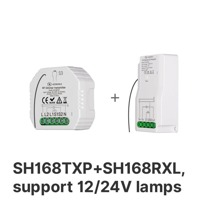 Ricevitore RF DC Led Dimmer Senza Fili 12V 24V 10A Ingresso Radio Frequenza e Pulsante NO