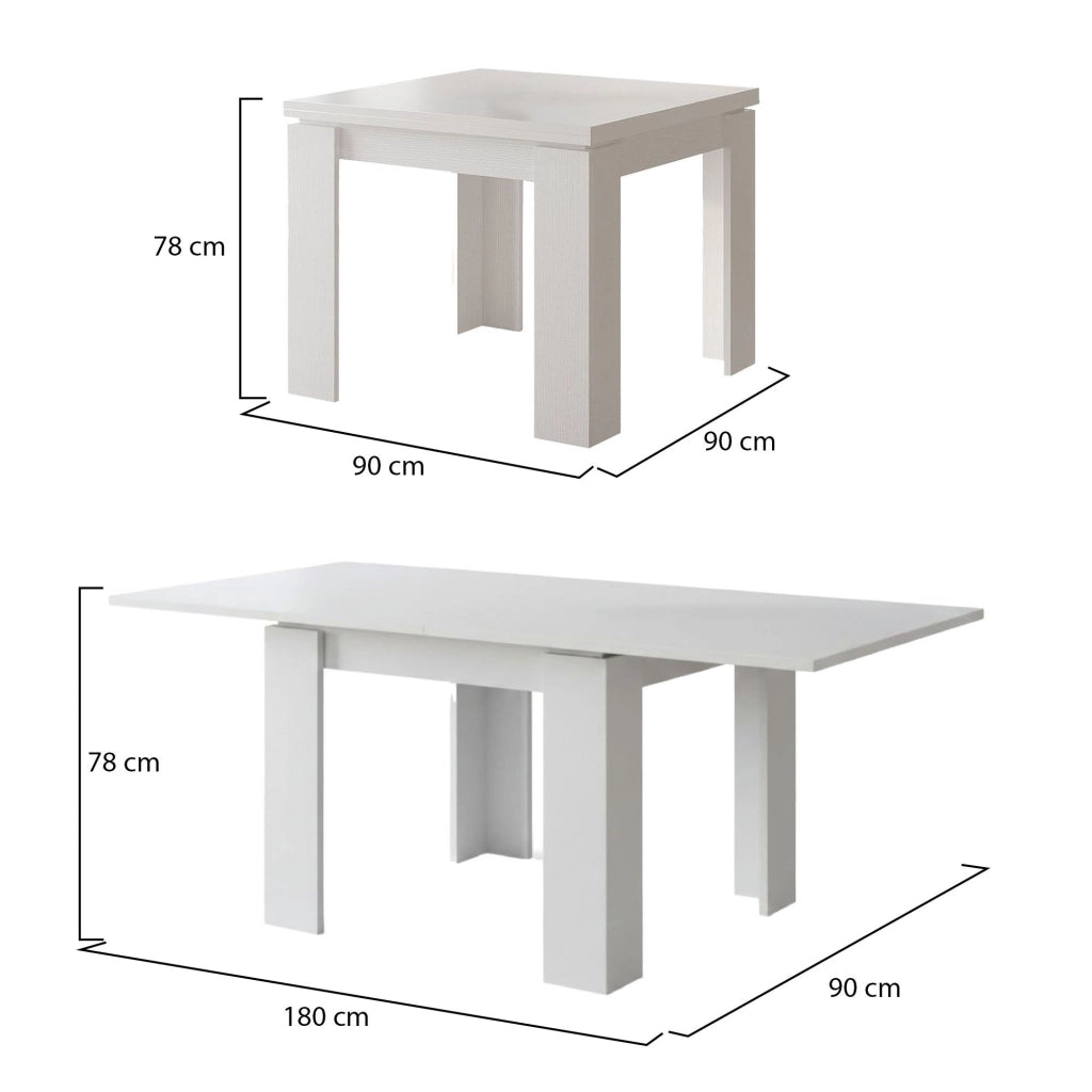 Popoli, Tavolo Allungabile Allungabile, 180x90x78h cm Bianco