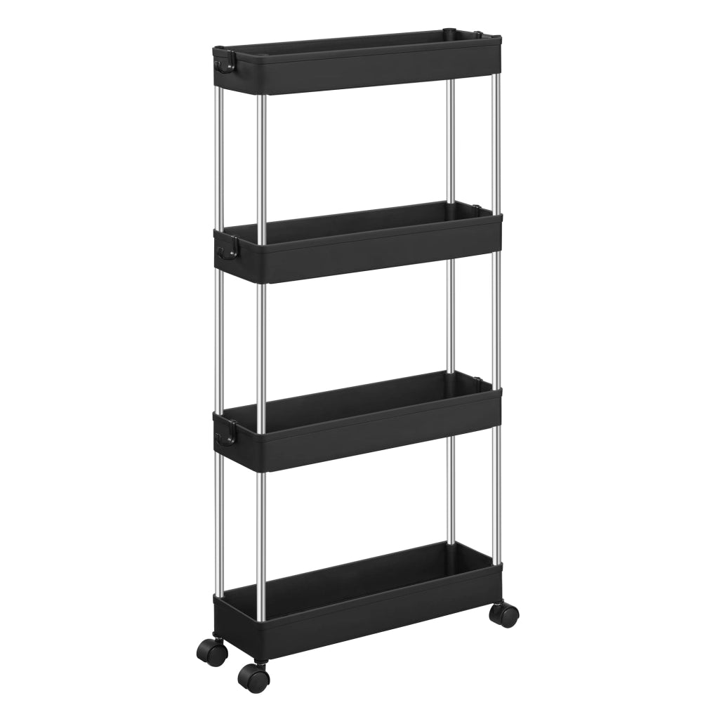 Valora MOBILE NERO SU RUOTE Scaffale mobile 4 ripiani Nero