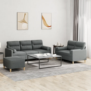 Set di Divani 3 pz con Cuscini Grigio Scuro in Tessuto 3201625