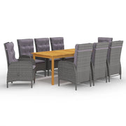 Set da pranzo da giardino per esterni da 9 pezzi mobili grigi 02_0014090