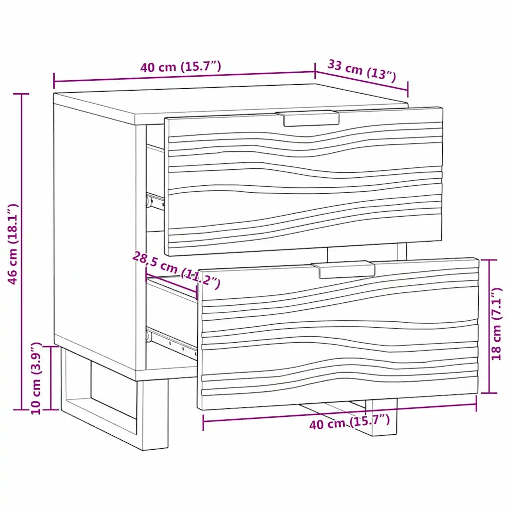 vidaXL Armadio da Notte con cassetto Bianco e nero 40 x 33 x 46 cm
