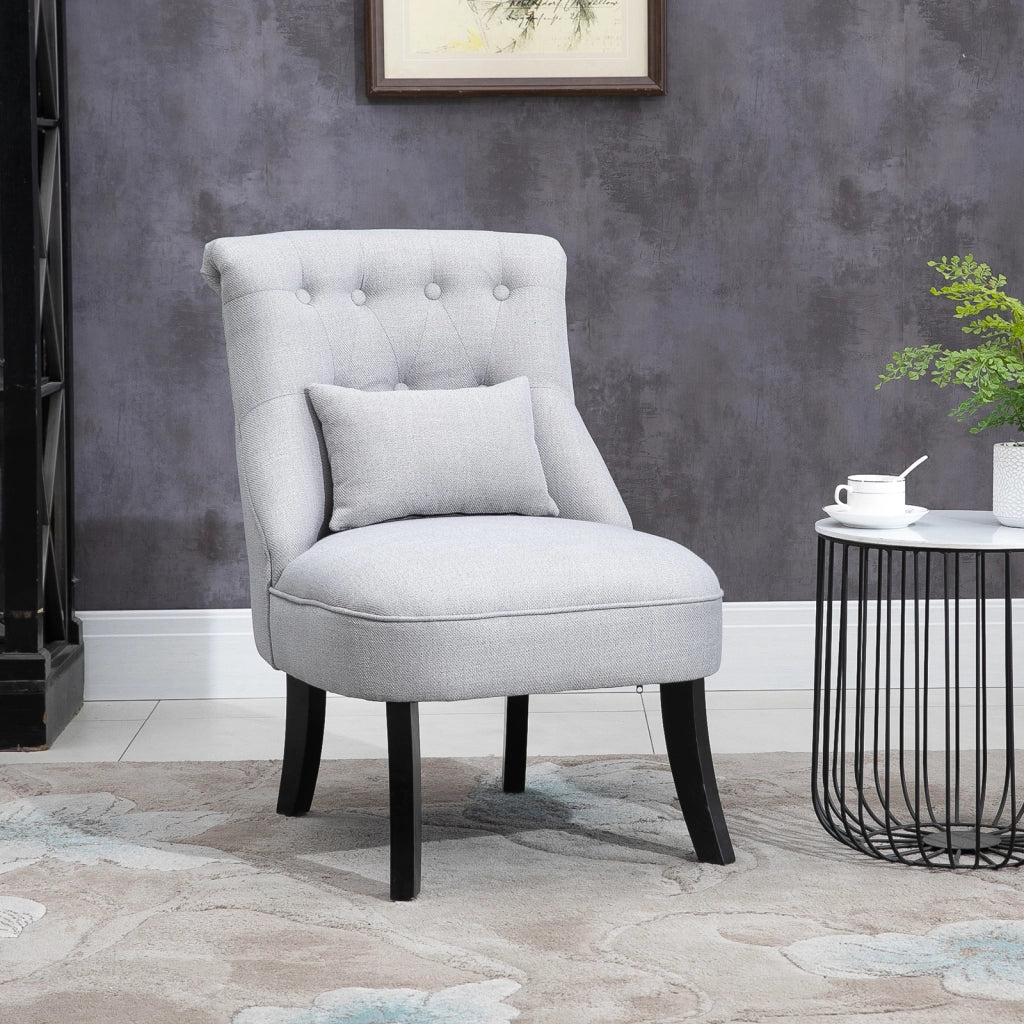 Poltrona Imbottita in Tessuto con Cuscino ¨C zephmum ¨C Grigio 52.5x69x77 cm