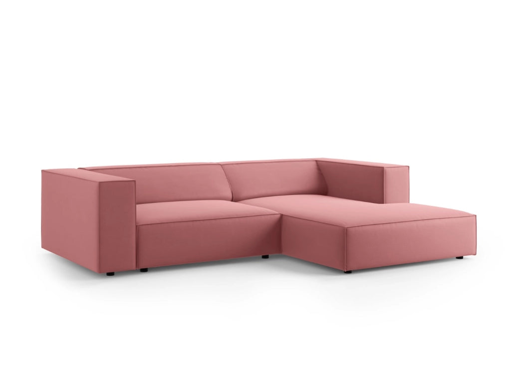 Cosmopolitan Design - Divano angolare destro "Arendal" 3 posti in velluto salmone 