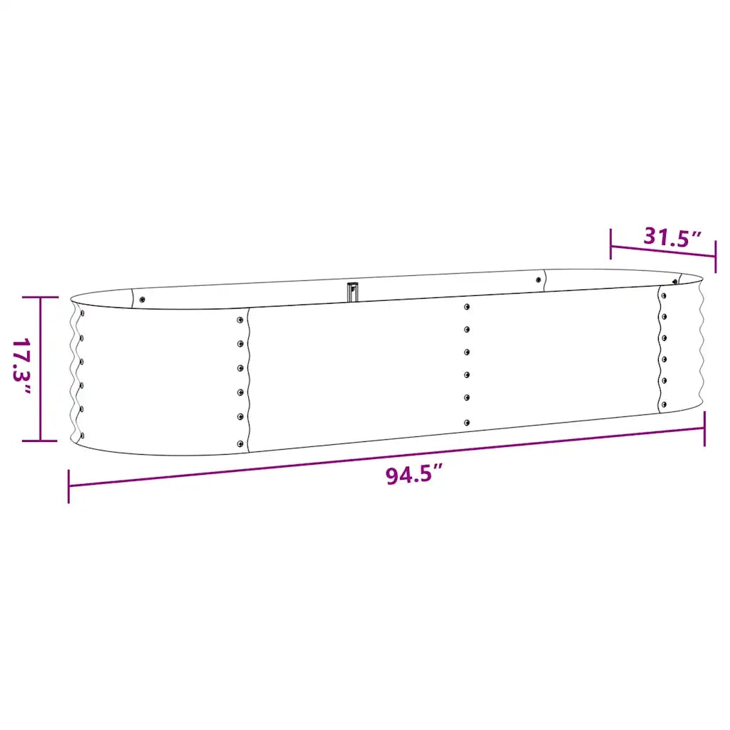 Letto Rialzato Giardino 240x80x44 cm in Acciaio Zincato Argento 45518