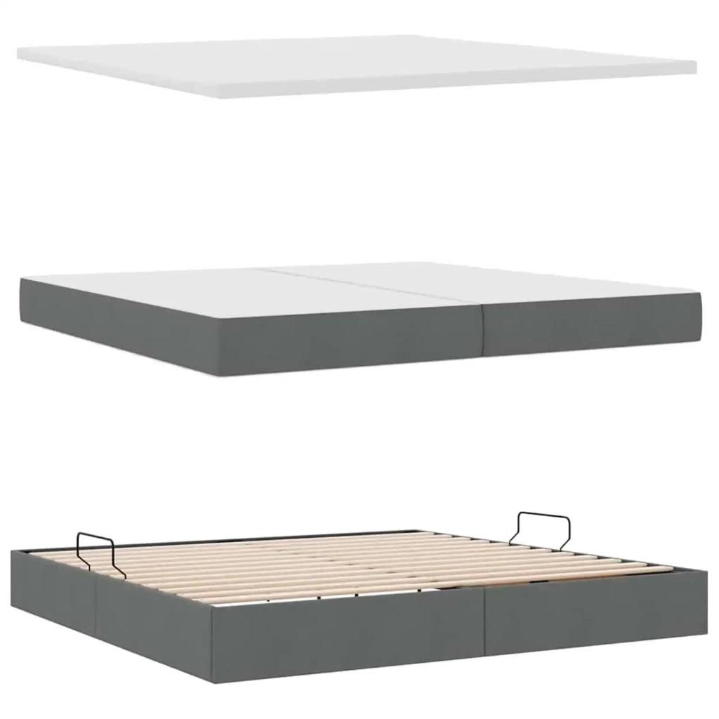 Letto con contenitore LED e materasso Grigio Scuro 200 x 200 cm