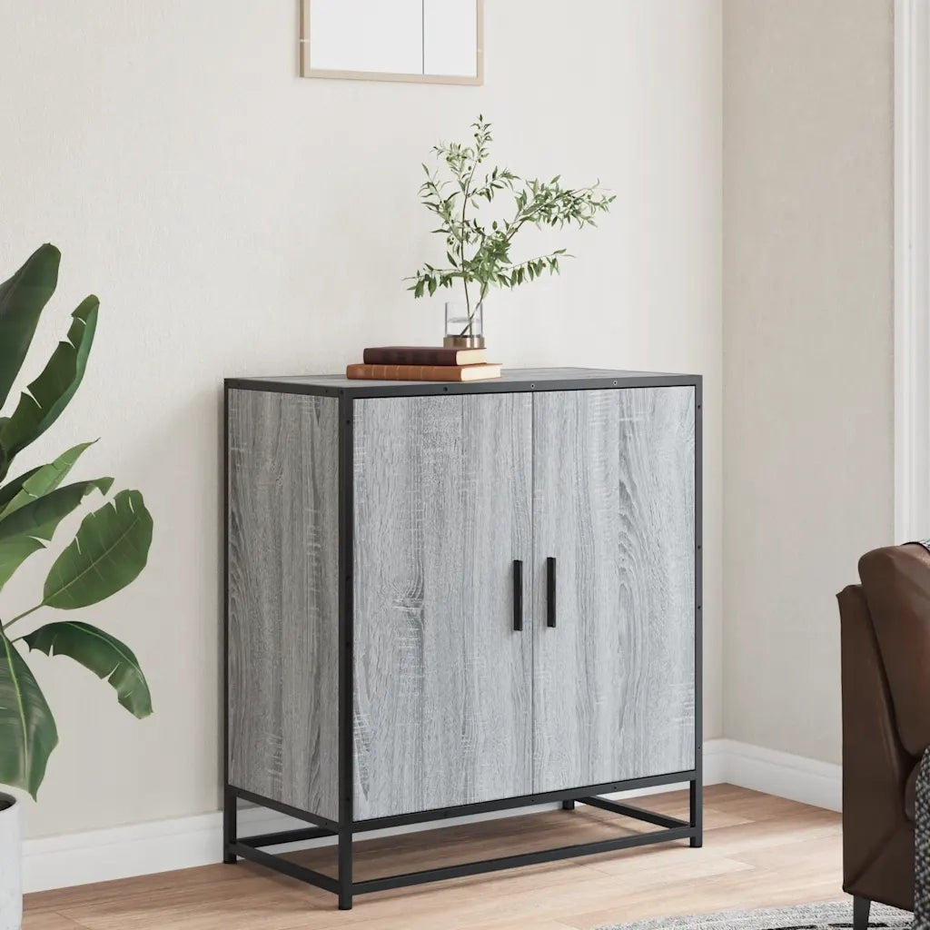 Credenza Grigio Sonoma 68x35x76 cm in Truciolato e Metallo