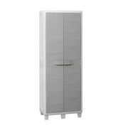Armadio tuttorianti 2 ante con 3 ripiani regolabili effetto legno in resina colore grigio chiaro e grigio tortora 65x38x178 cm Toomax