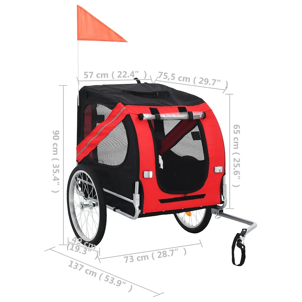 Rimorchio da Bici per Animali Domestici Rosso e Nero CFW5359755