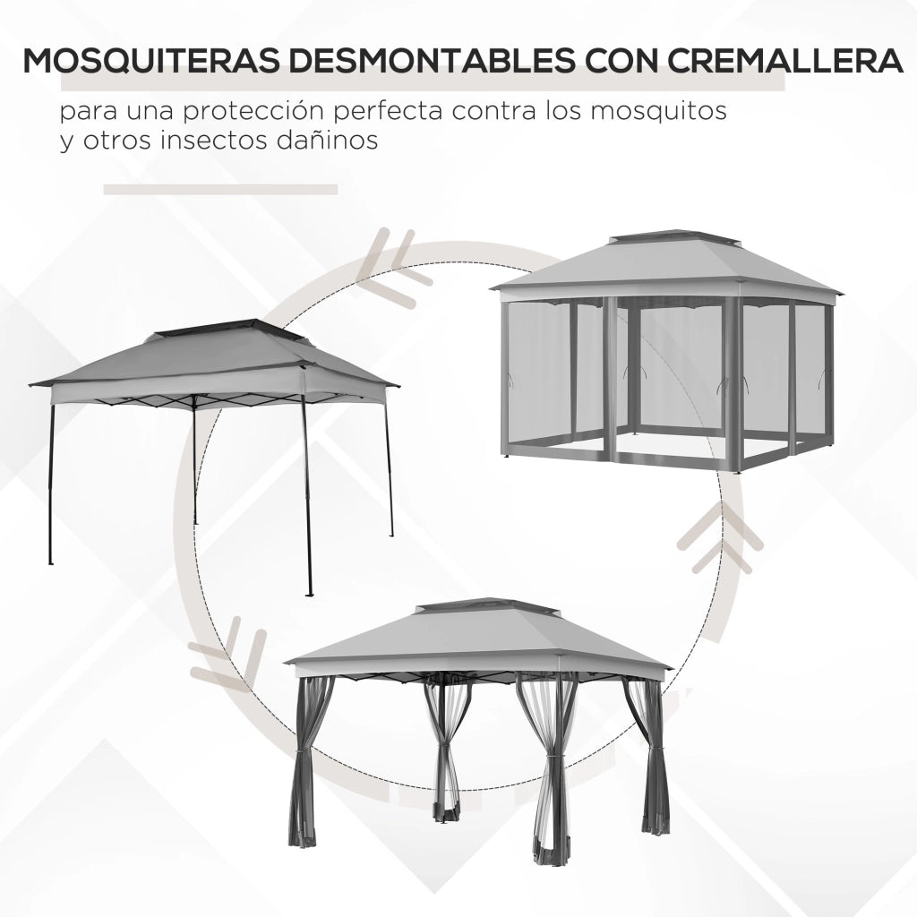 Gazebo Pieghevole 3.3x3.3 m con Pareti Laterali ¨C zephmum ¨C Grigio Chiaro