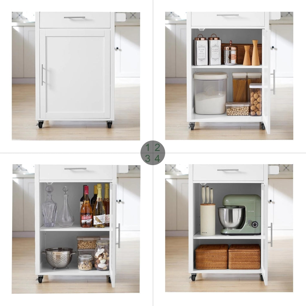 Carrello cucina mobile cucina salvaspazio mobiletto cucina con cassetto e anta credenza cucina madia cucina bianco-naturale 68x46x90cm FKW102-WN