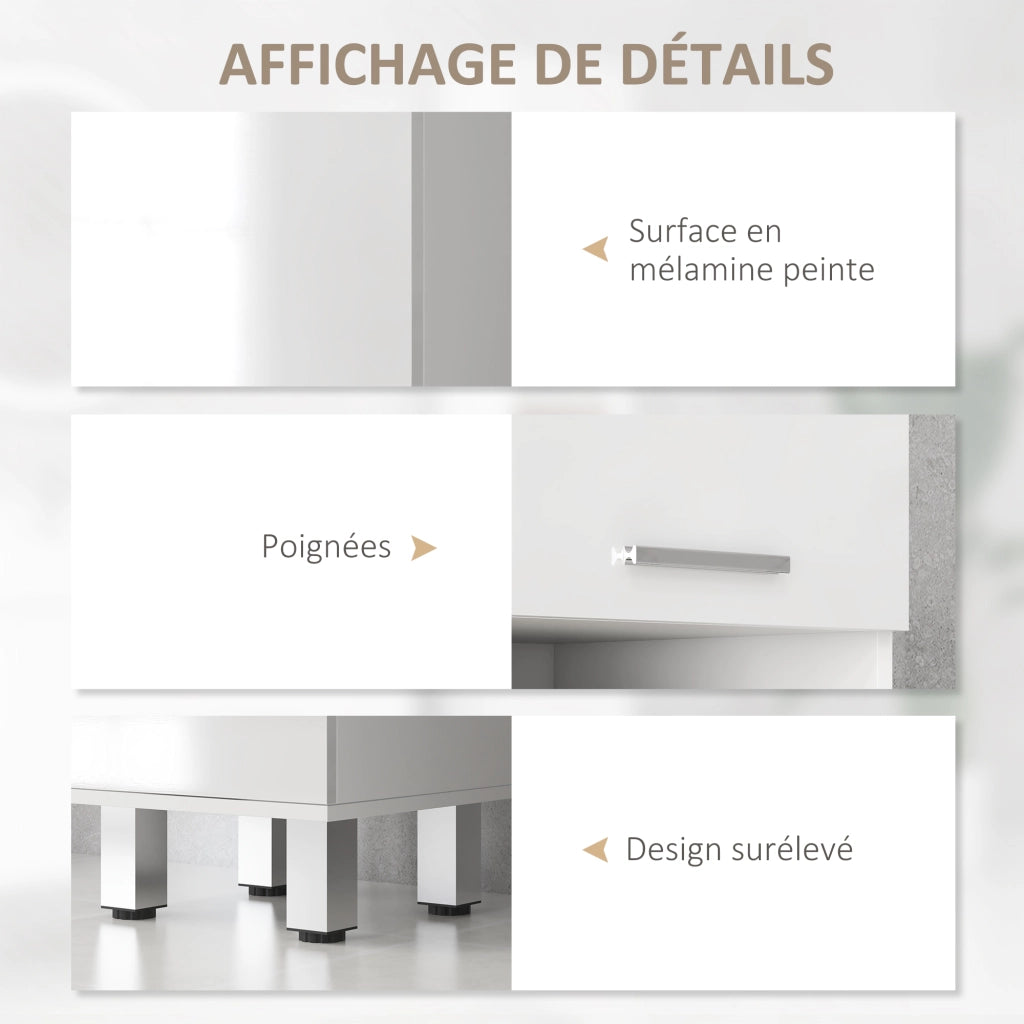 Mobile colonna bagno con ripiani regolabili e scomparti aperti ¨C zephmum ¨C bianco lucido 30x30x180cm