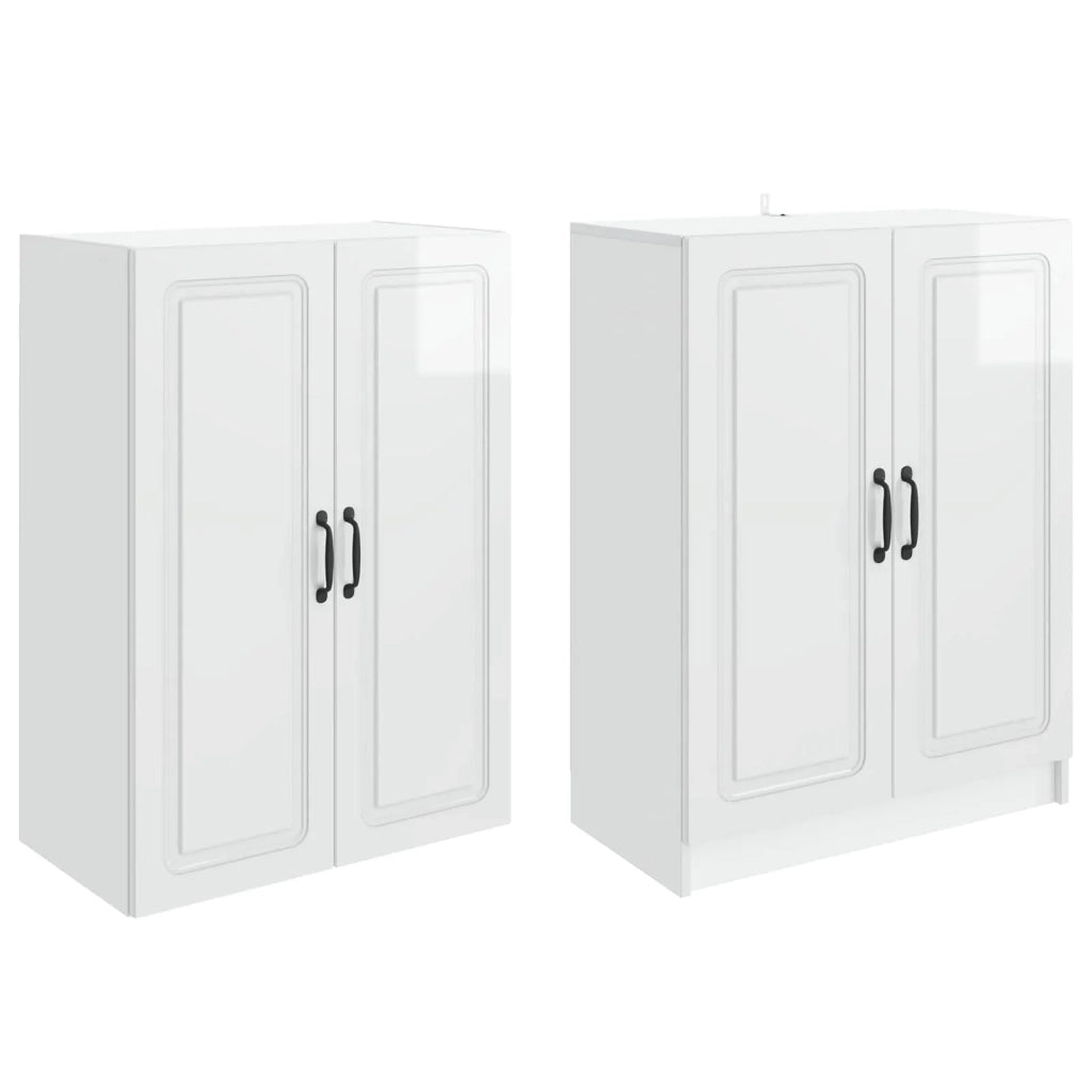 Set di armadi 2 pcs Bianco Lucido Legno ingegnerizzato