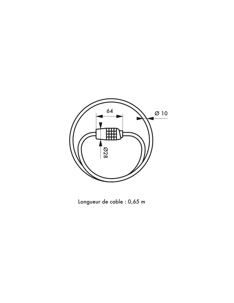 Antifurto a cavo Ø 10 mm, lunghezza 0,65 m, combinazione modificabile – THIRARD