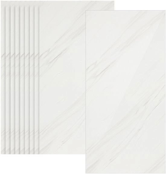 10 pezzi di adesivi per parete autoadesivi per cucina, bagno e camper, PET impermeabile, pannelli autoadesivi per parete, decorativi con aspetto di marmo, bianco
