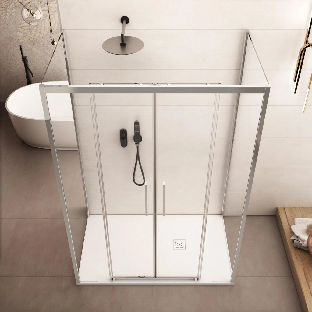 Box Doccia 3 Lati 80x170x80 cm 2 Ante Scorrevoli in Cristallo Trasparente 6mm H195 Bonussi Eliane