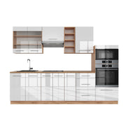 Cucina componibile Fame-Line Bianco lucido/Rovere dorato 280 cm senza piano di lavoro Vicco