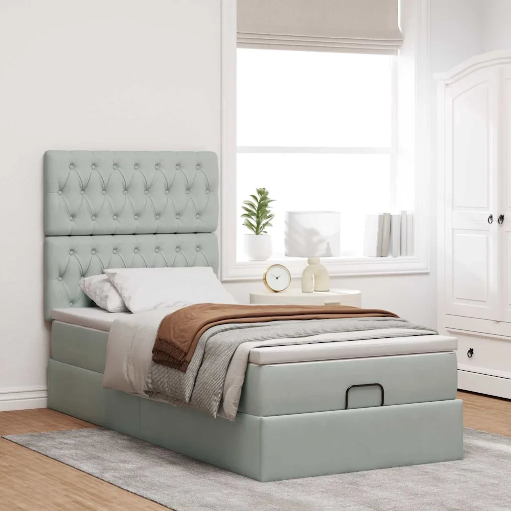 Struttura Letto Pouf con Materassi 90x200 cm in Velluto 3314366