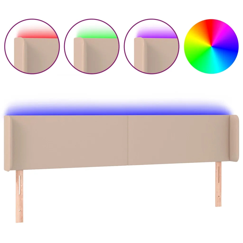 Testiera con LED-Testata Cappuccino a LED 203x16x78/88 cm in Similpelle 914510